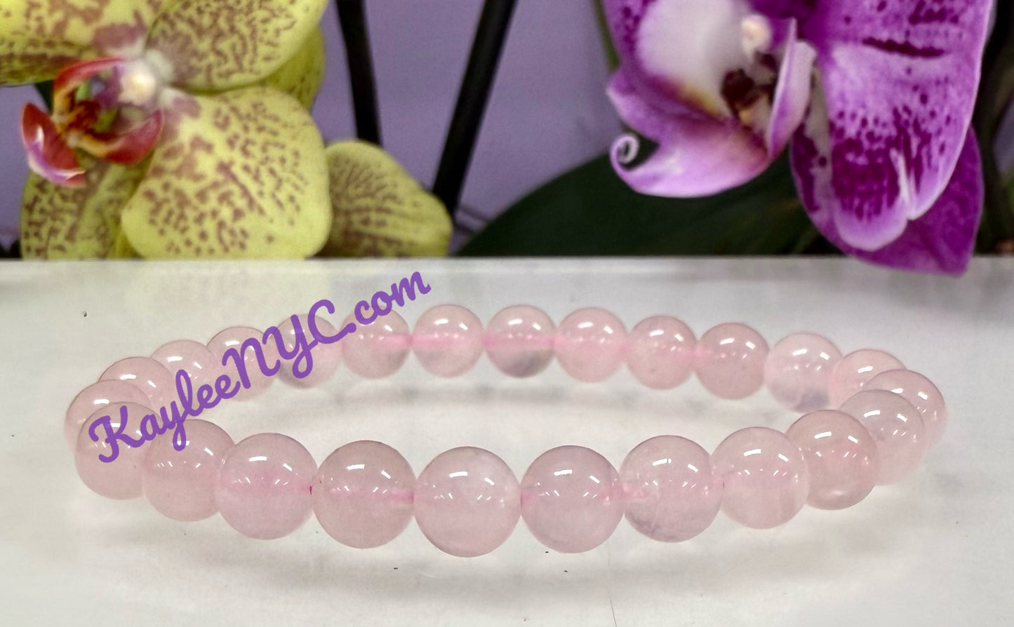 Wholesale 6 Pcs Natural Rose Quartz 8mm 7.5” Crystal Healing Stretch Bracelet