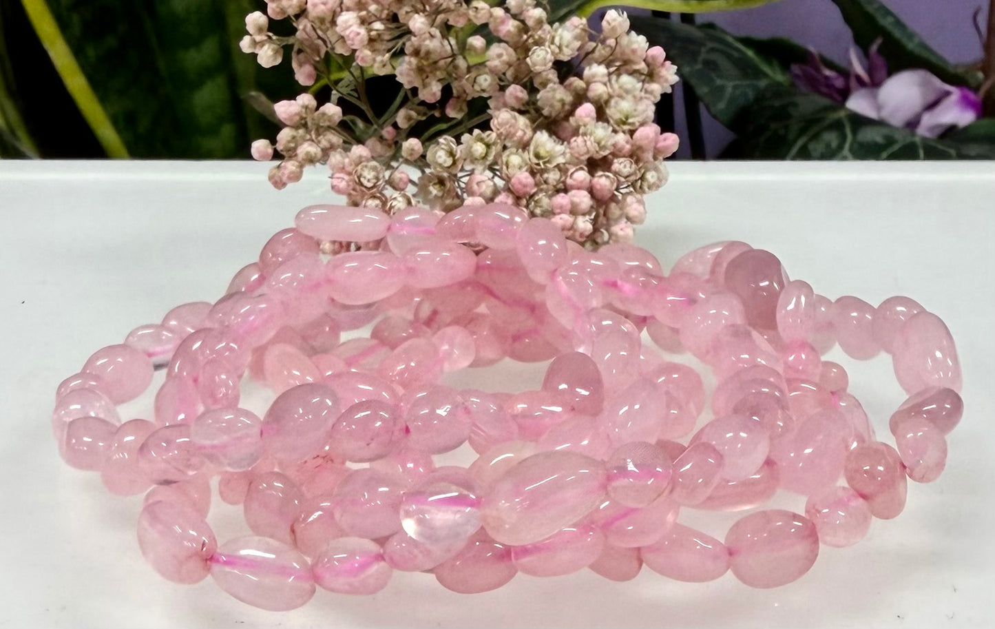 Wholesale 6 Pcs 6mm Rose Quartz Natural Crystal tumble Stretch Bracelet 7.5”