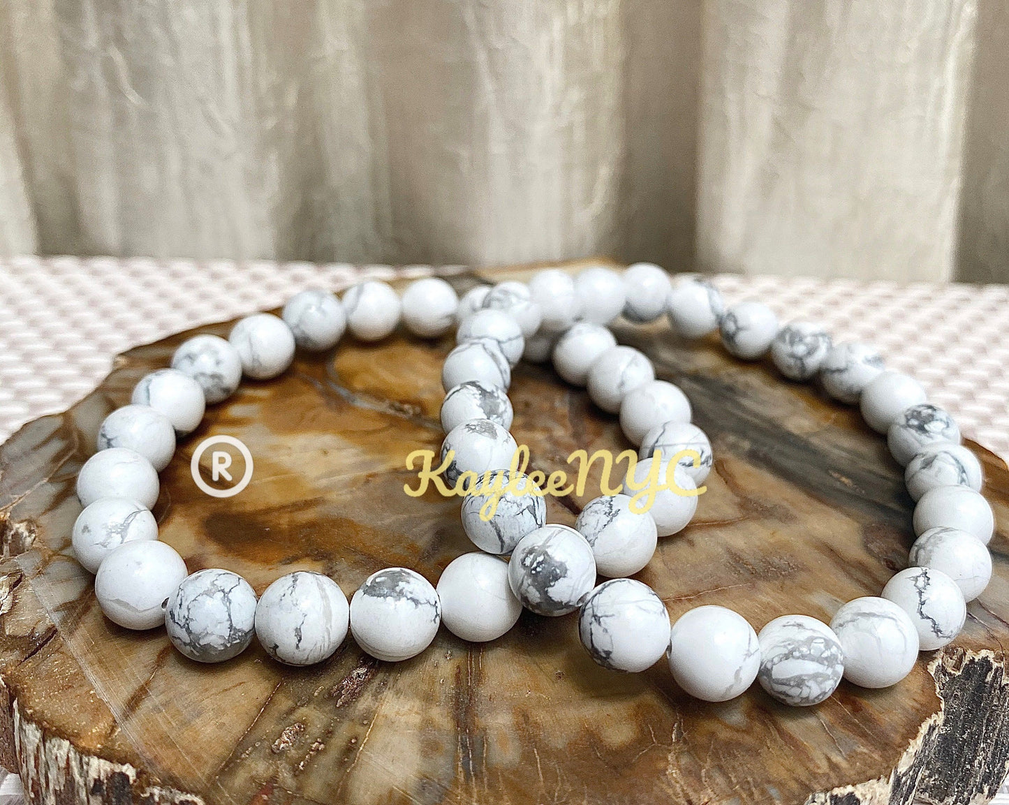 Wholesale 6 Pcs Natural Howlite 8mm 7.5” Crystal Healing Stretch Bracelet