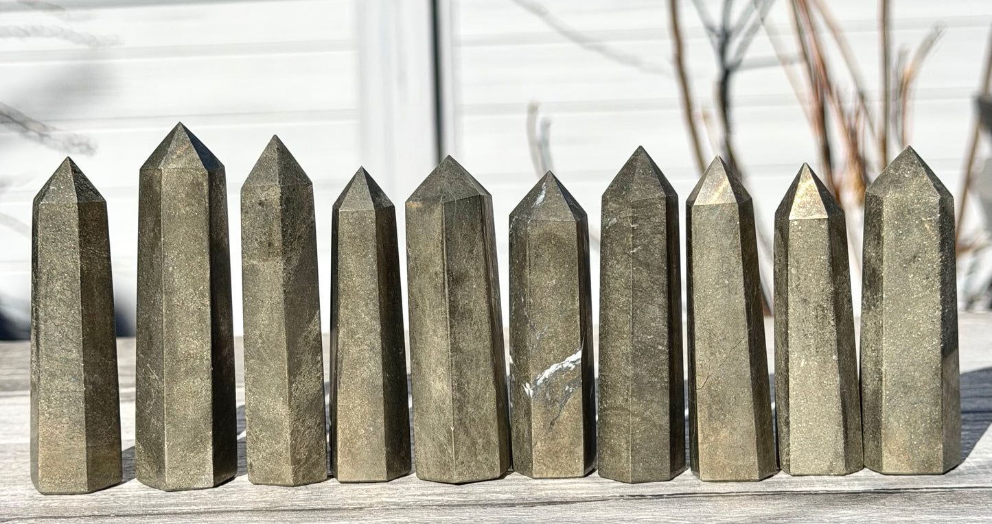 Wholesale Lot 2 Lbs Natural Pyrite Tower Obelisk Point Crystal Energy