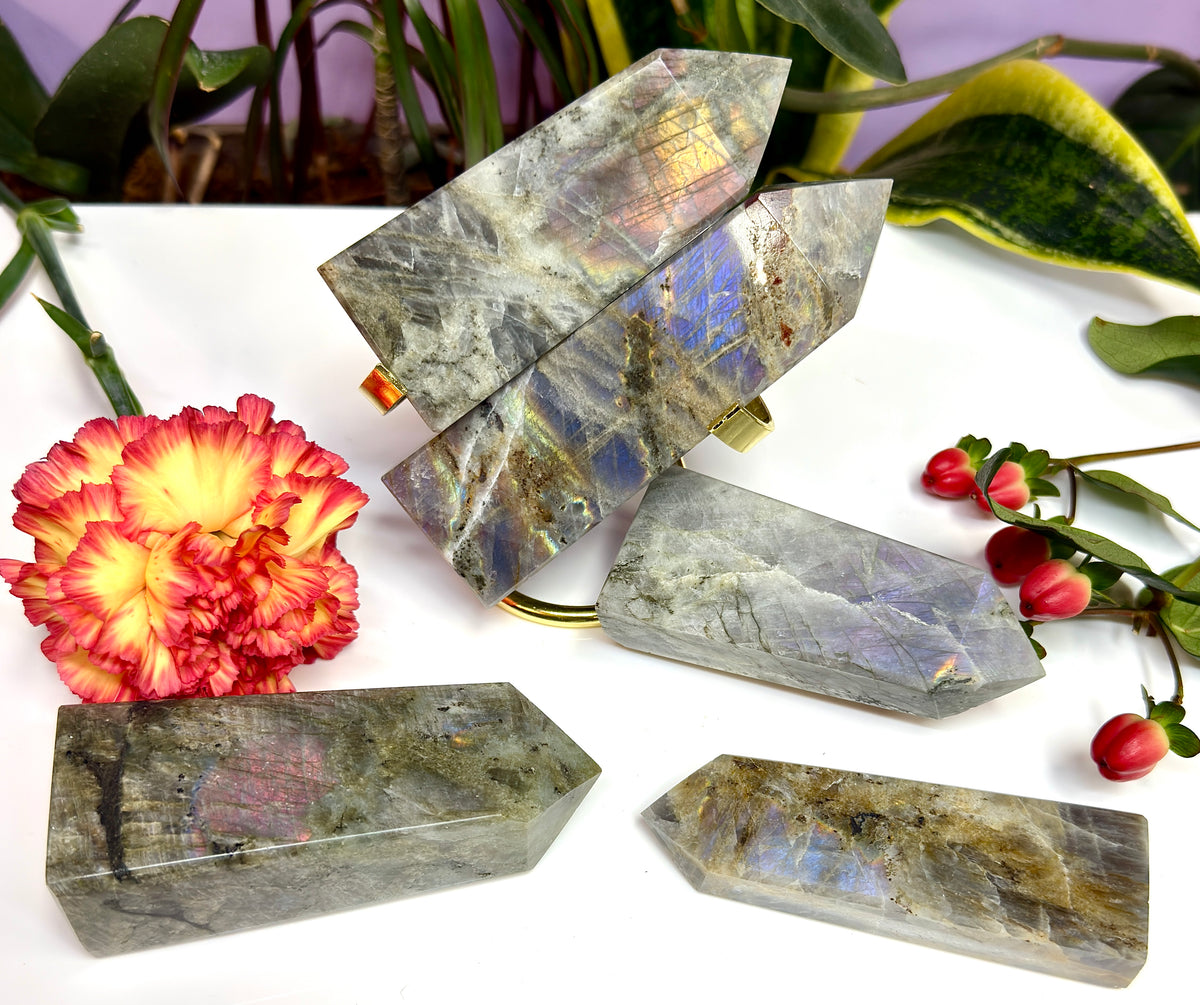 Wholesale Lot 2 lbs Natural Sunset Labradorite obelisk Tower Point Crystal Healing Energy