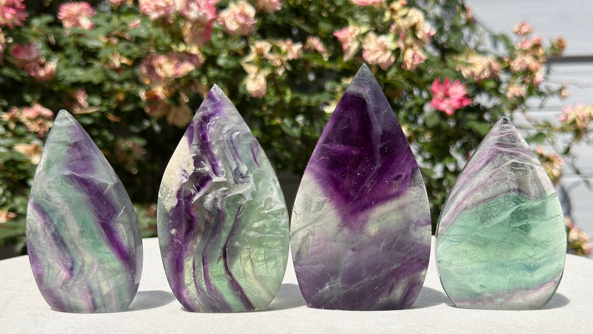 Wholesale Lot 4 pcs Natural Rainbow Fluorite Freeform Crystal Healing Energy 1.9-2lbs