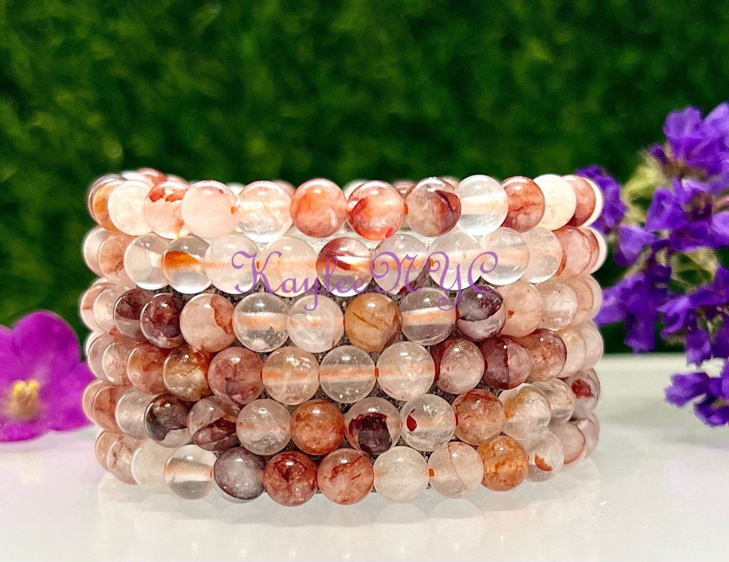 Wholesale 6 Pcs Natural Hematoid 6mm 7.5” Crystal Healing Stretch Bracelet