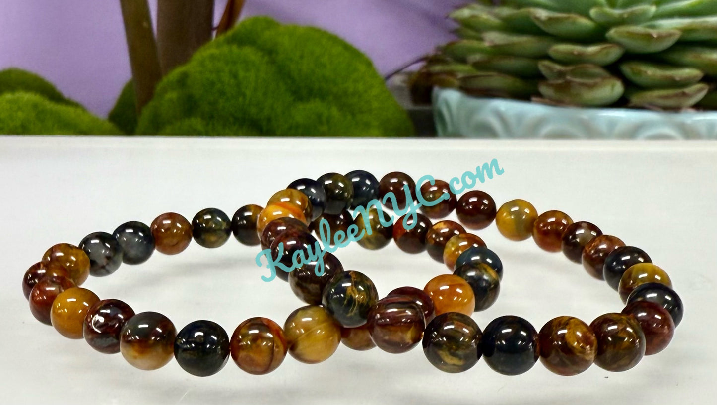 Wholesale 6 Pcs Natural Pietersite 7mm 7.5” Crystal Healing Stretch Bracelet