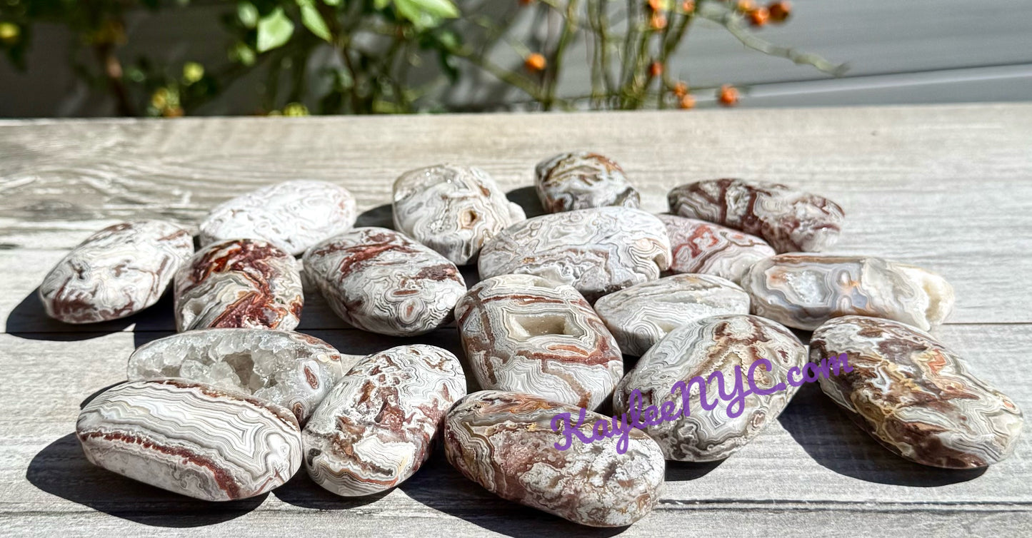 Wholesale 2 Lb Lot Natural Mexican Lace Agate Palm Stones Crystal Energy