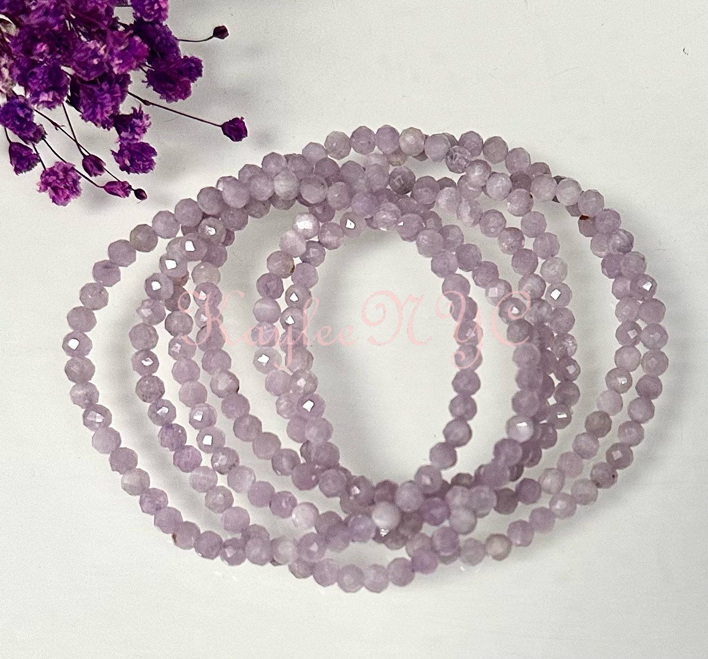 Wholesale 6 Pcs Natural Kunzite 5mm Faceted 7.5” Crystal Bracelet Healing Energy