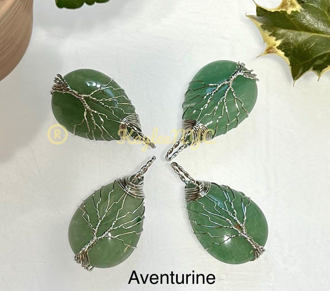 Wholesale Lot 12 Pcs Tree Of Life Hand Wrapped Pendant Natural Crystal