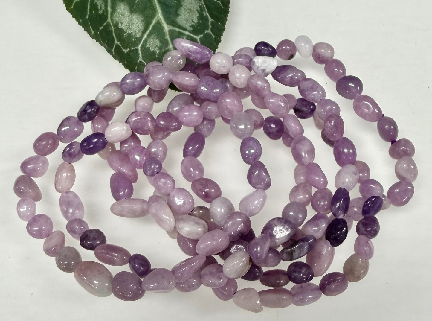 Wholesale 6 Pcs 6mm Lepidolite Natural Crystal tumble Stretch Bracelet 7.5”