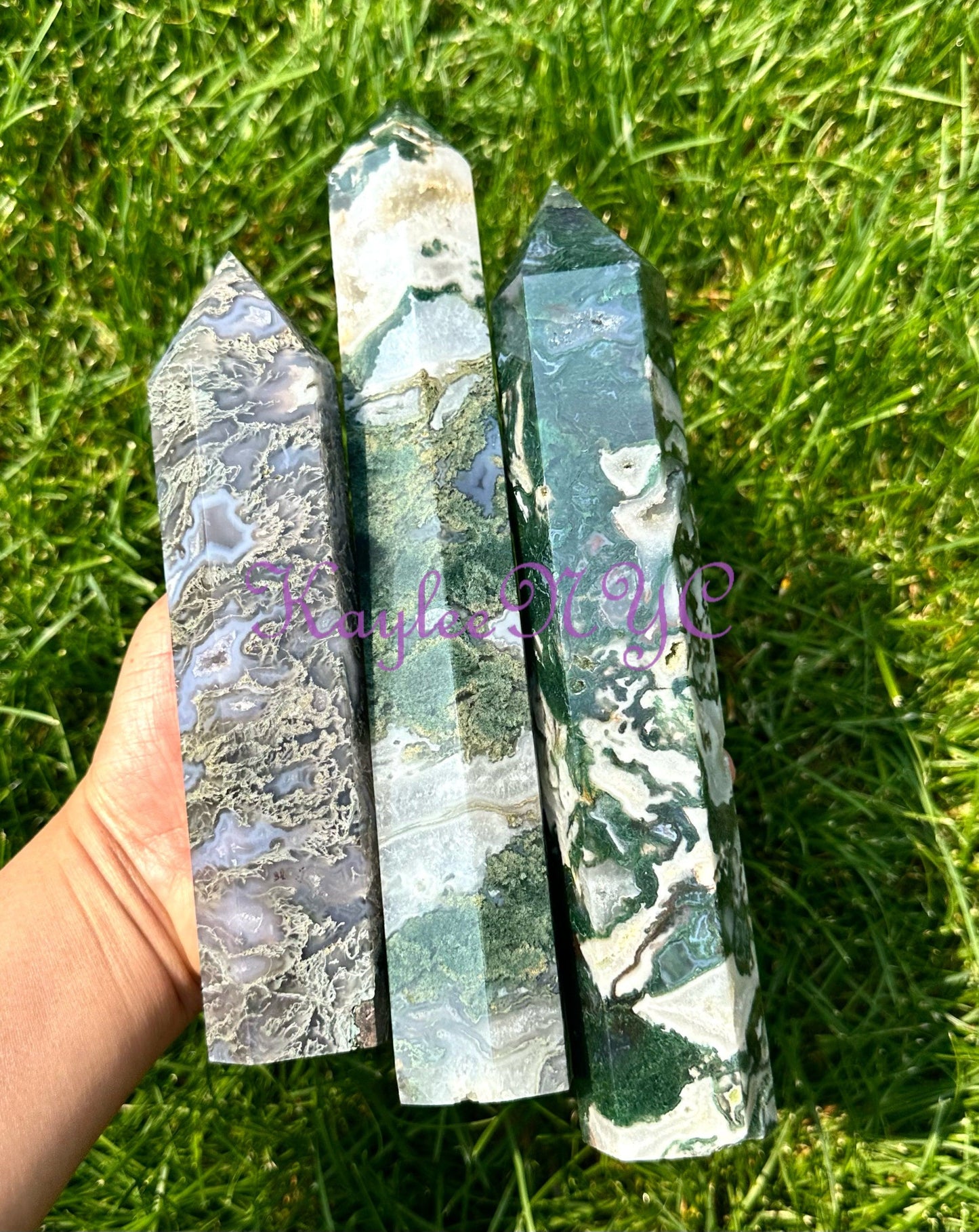 Wholesale Lot 3-4 pcs large Natural Moss Agate obelisk Tower Point Crystal Healing Energy 5.9 to 6 lbs