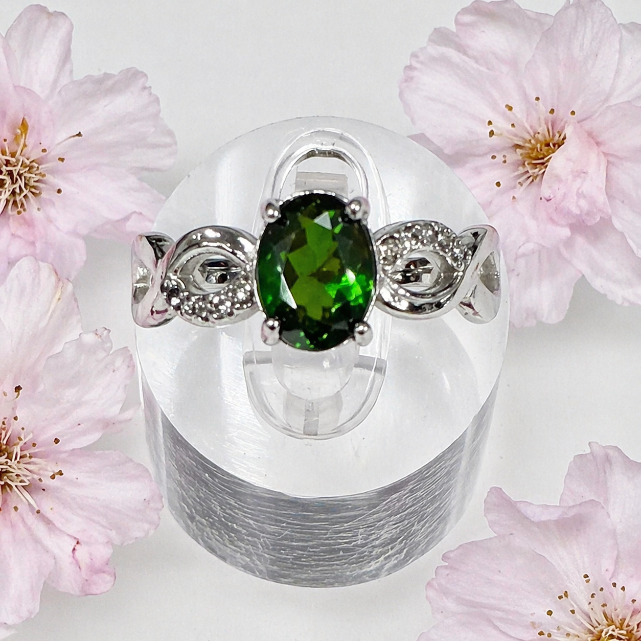 7 pcs Natural Diopside Stainless Steel Ring Crystal Healing Energy