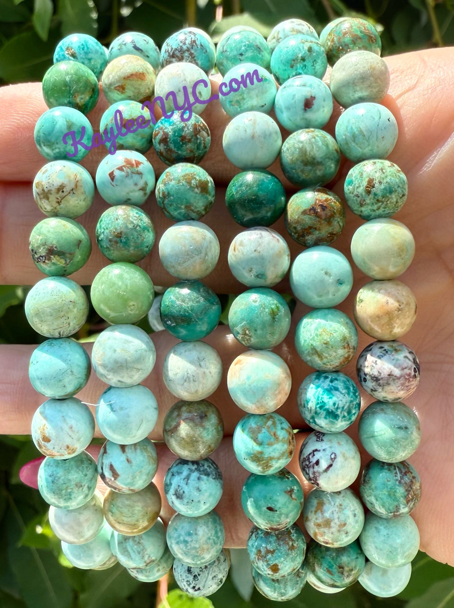 Wholesale 6 Pcs Natural Turquoise 8mm 7.5” Crystal Healing Stretch Bracelet