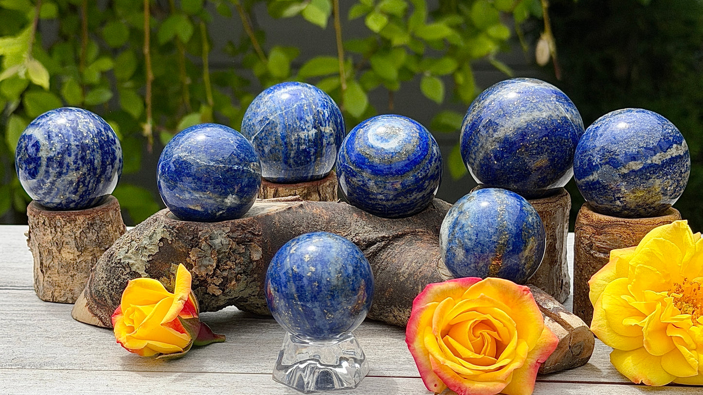 Wholesale Lot 8 Pcs Natural Lapis Lazuli Sphere Crystal Ball 1.9-2lbs Healing energy