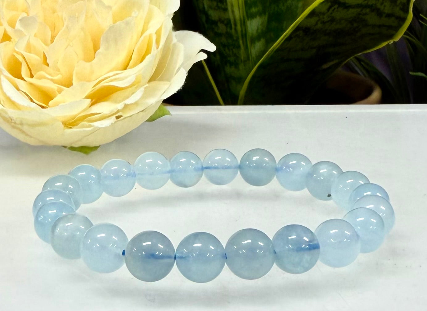 Wholesale 6 Pcs Natural Aquamarine 8mm 7.5” Crystal Healing Stretch Bracelet