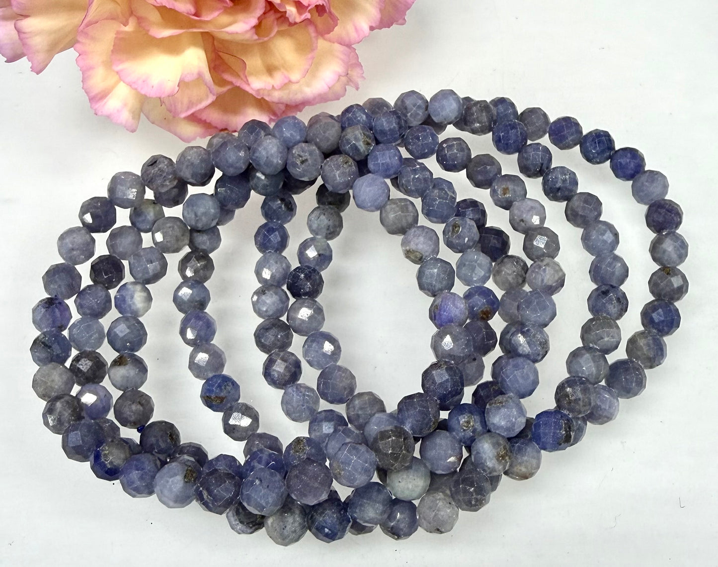 6 PCs 4mm Natural Tanzanite Crystal Stretch Bracelet 7.5”