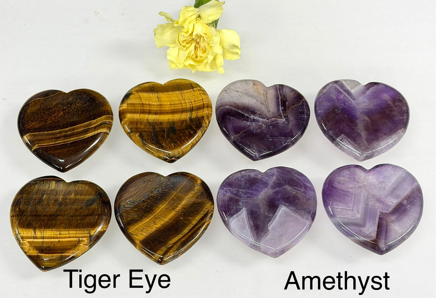 11 PCs Natural Crystal Heart Shaped Worry Stone Healing Energy