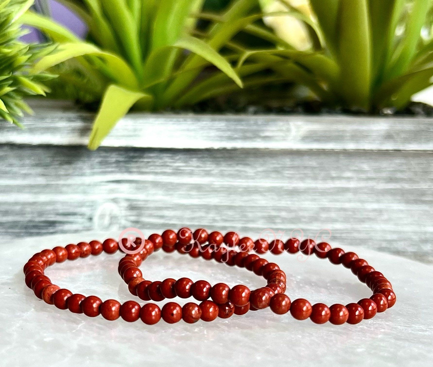 Wholesale Lot 6 Pcs Natural Red Jasper 4mm 7.5” Crystal Healing Stretch Bracelet