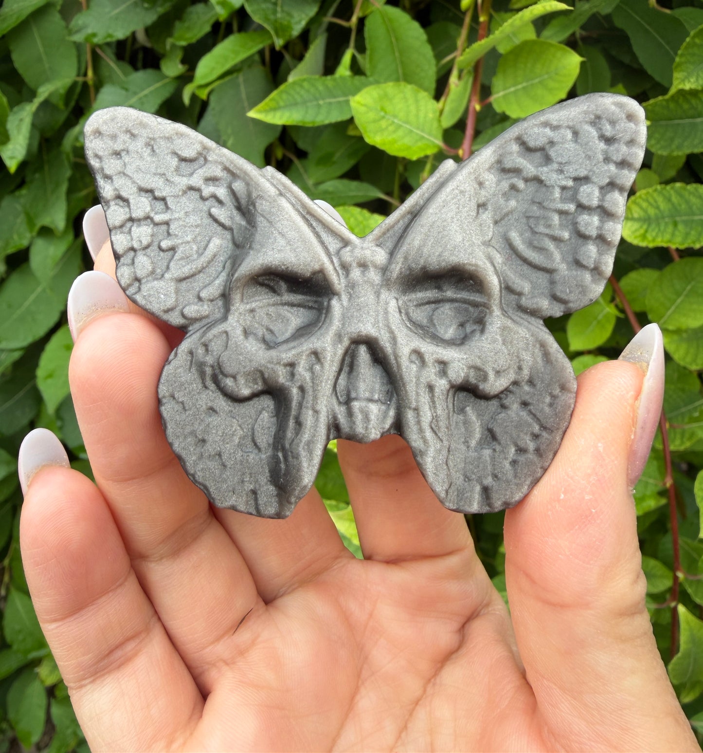 Wholesale Lot 6 Pcs Natural Silver Sheen Obsidian Butterfly Skull and Angel Carvings Crystal
