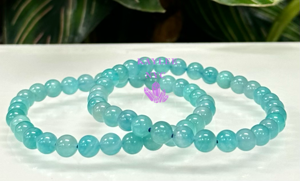 6 PCs 6mm Natural Amazonite Stretch Bracelet 7.5”