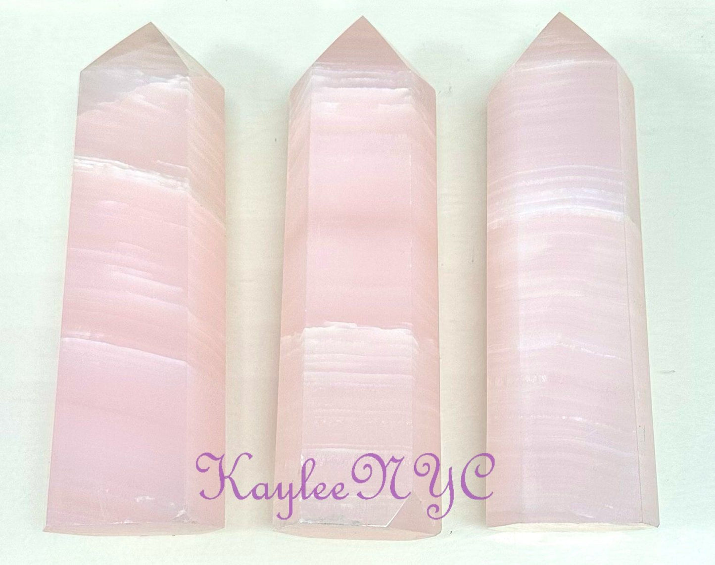 Wholesale Lot 3-4 pcs Natural Mangano Calcite Crystal Obelisk Tower Point Healing Energy