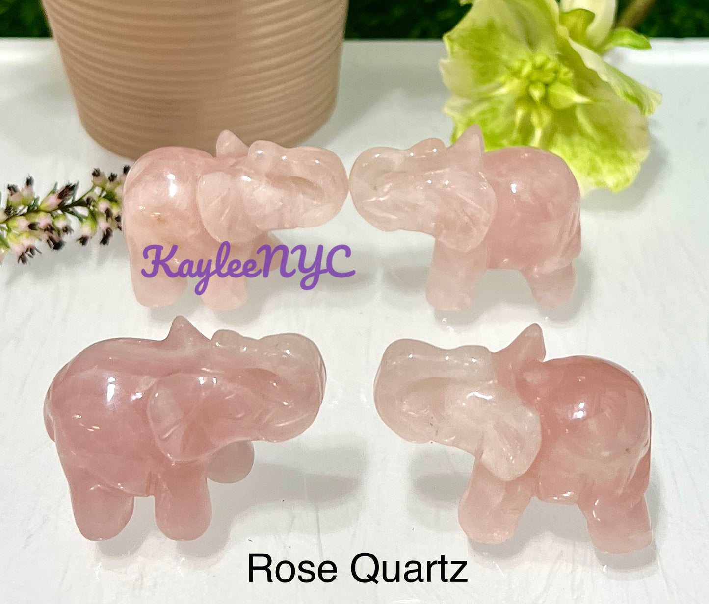 8 PCs 1.5” Mix Natural Crystal Elephant