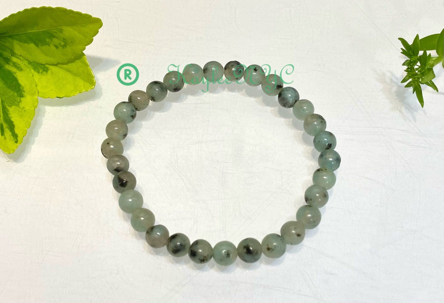 Wholesale 6 Pcs Natural Kiwi Jasper 6mm 7.5” Crystal Healing Stretch Bracelet