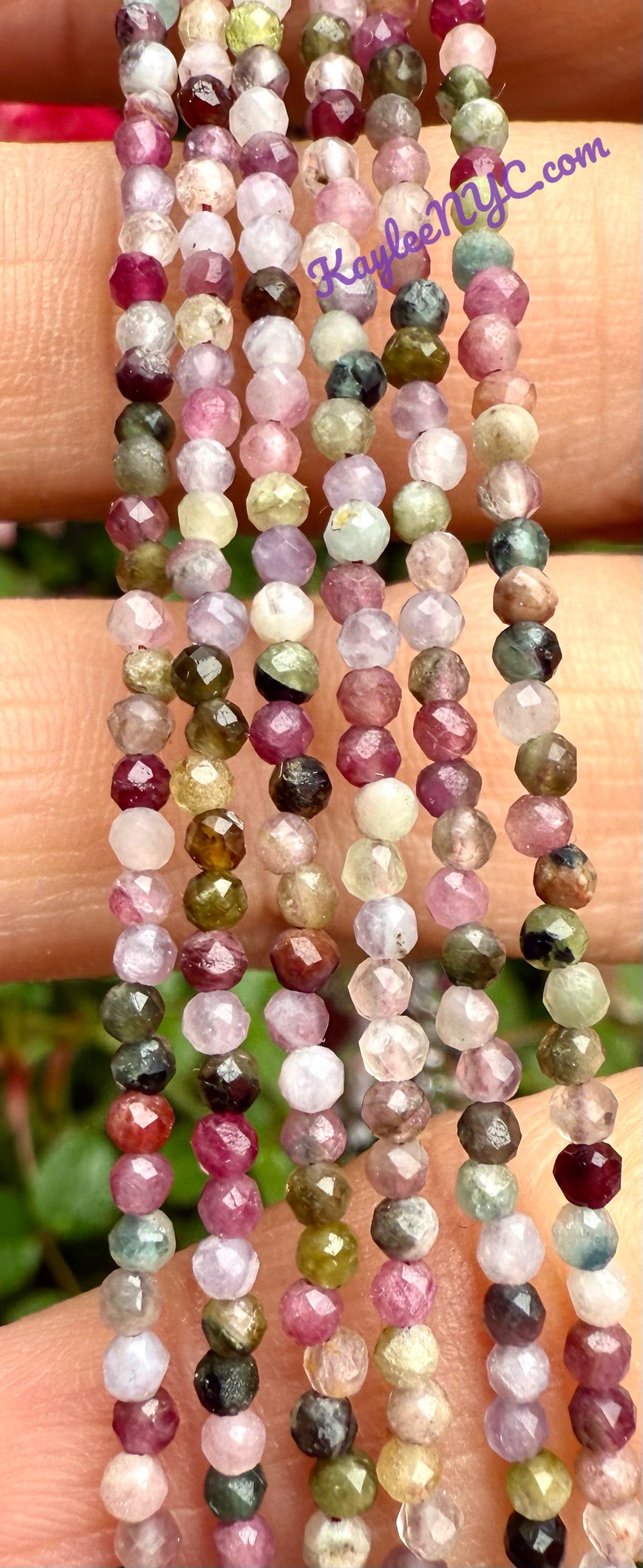 6 PCs 3mm Natural Rainbow Tourmaline Necklaces