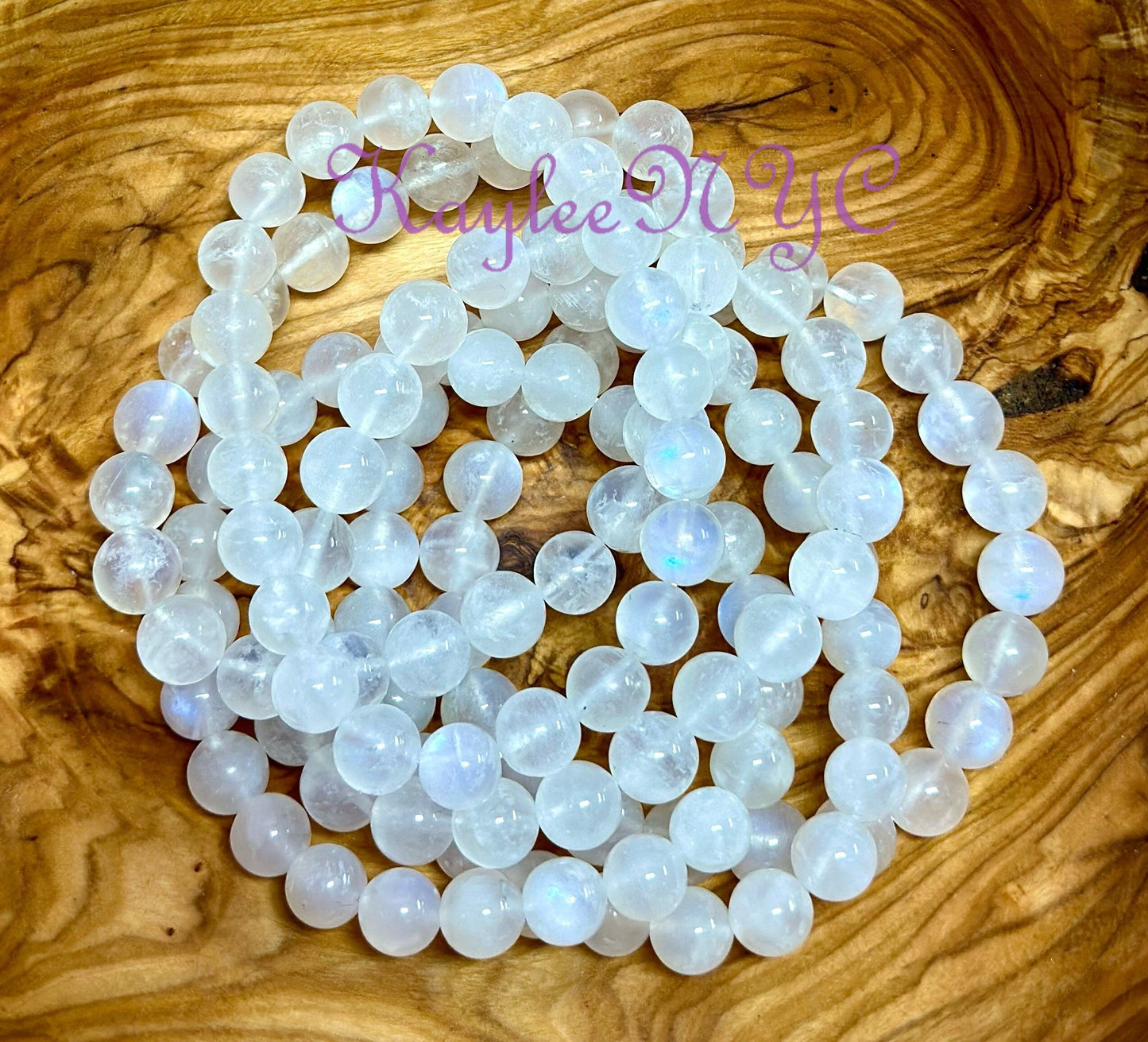 Wholesale 6 Pcs Natural Moonstone 8mm 7.3”Crystal Healing Stretch Bracelet