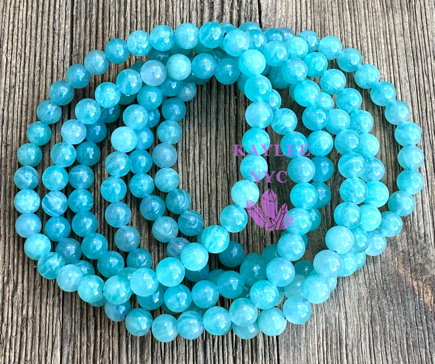 6 PCs 6mm Natural Amazonite Stretch Bracelet 7.5”