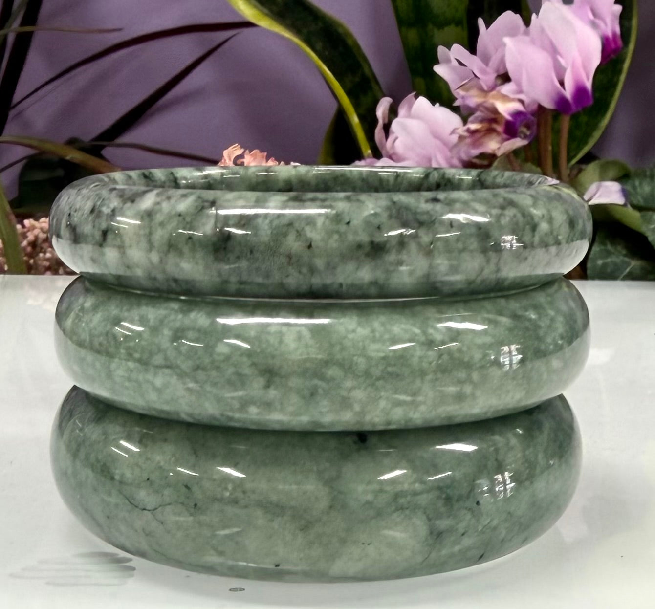 Wholesale 3 Pcs Natural Burma Jade Bangle Bracelet Crystal Healing
