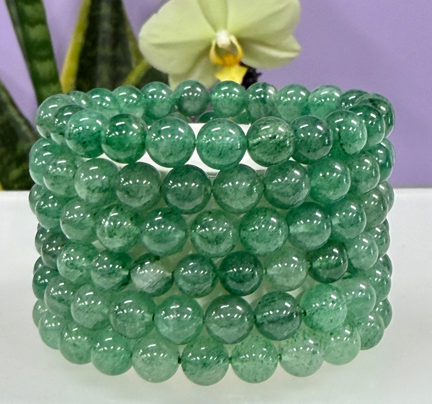 Wholesale 6 Pcs Natural Green Strawberry Quartz Bracelet 8mm 7.5” Healing Energy Crystal
