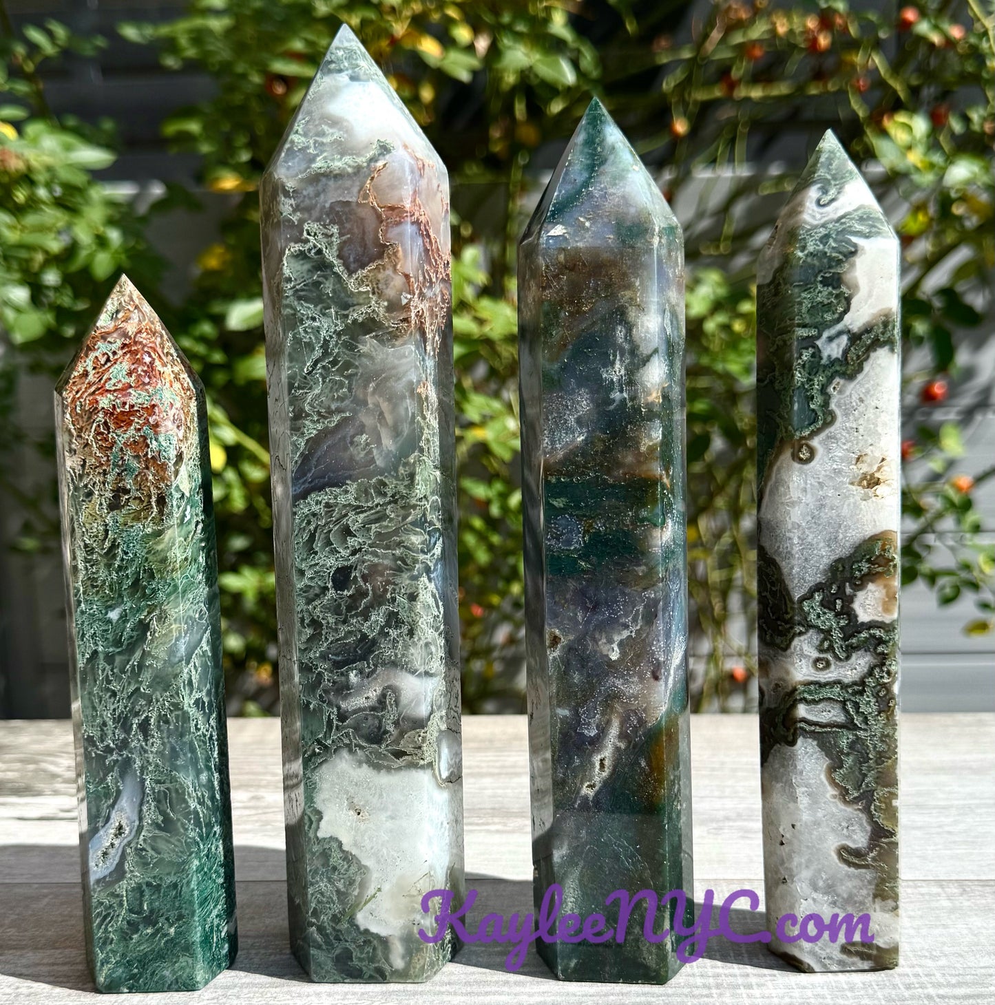 Wholesale Lot 3-4 pcs large Natural Moss Agate obelisk Tower Point Crystal Healing Energy 5.9 to 6 lbs