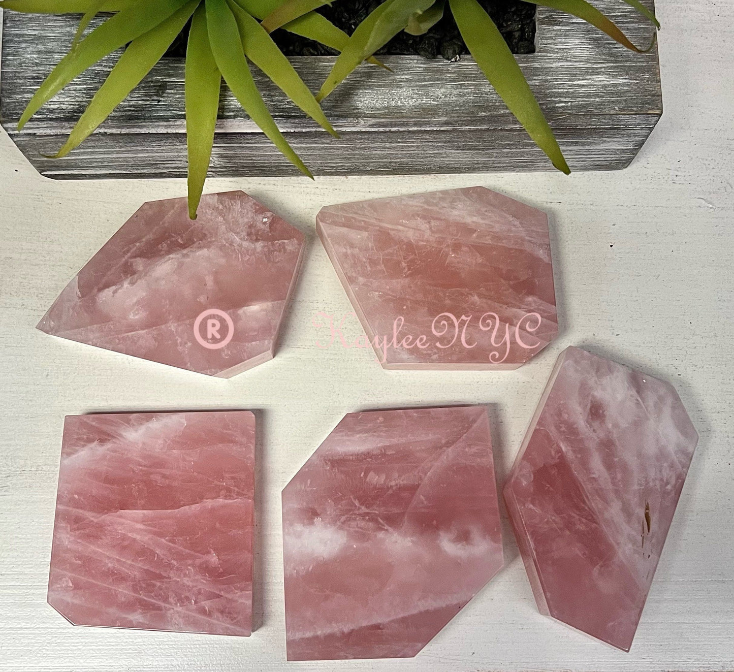 Wholesale Lot 5 PCs Natural Rose Quartz Polished Slab Crystal Raw Nice Quality 2.9-3 lbs