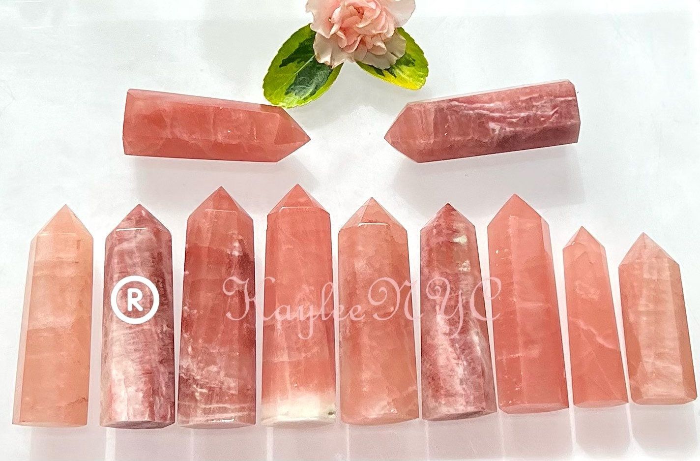 Wholesale Lot 2 Lbs Natural Strawberry Calcite Obelisk Tower Point Crystal Energy