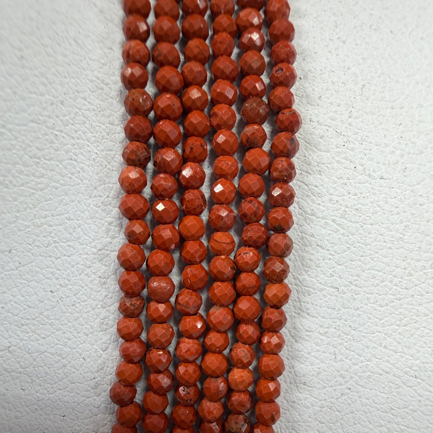 Wholesale Lot – 6 PCS 2mm Faceted Natural Red Jasper Necklaces with Stainless Steel Findings
