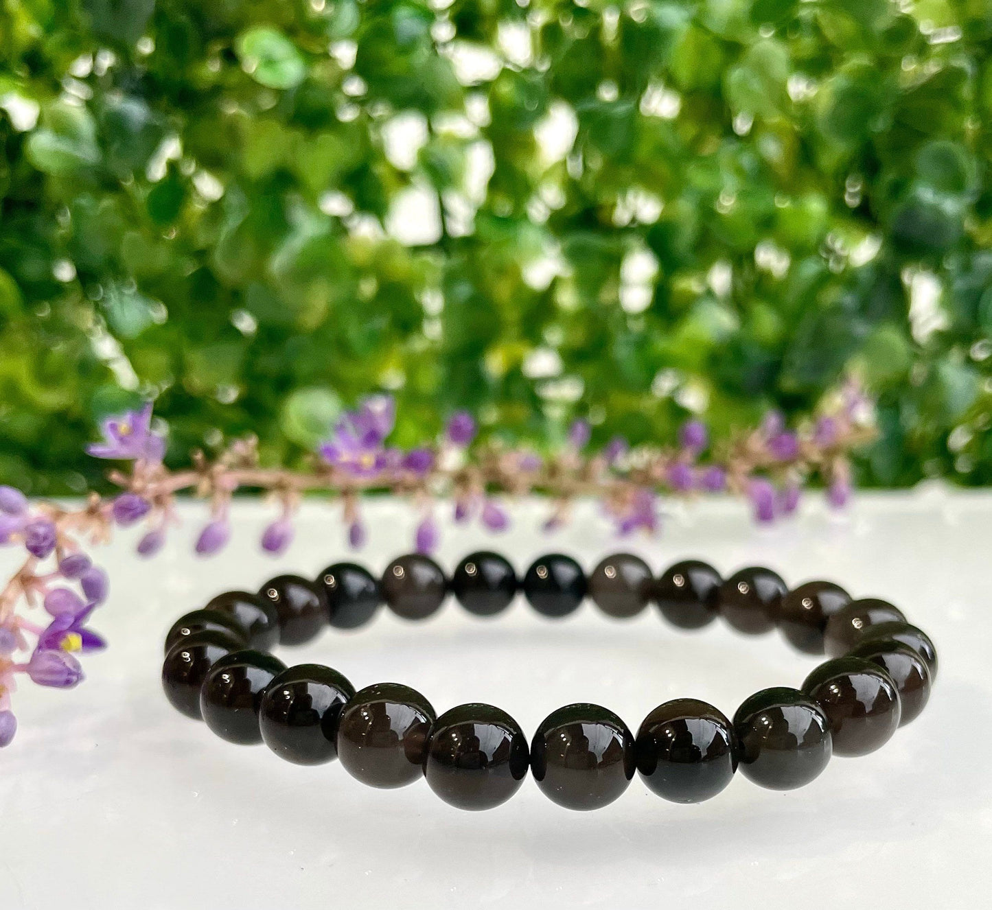 Wholesale Lot 6 Pcs Natural Ice Obsidian 8mm 7.5” Stretch Bracelet