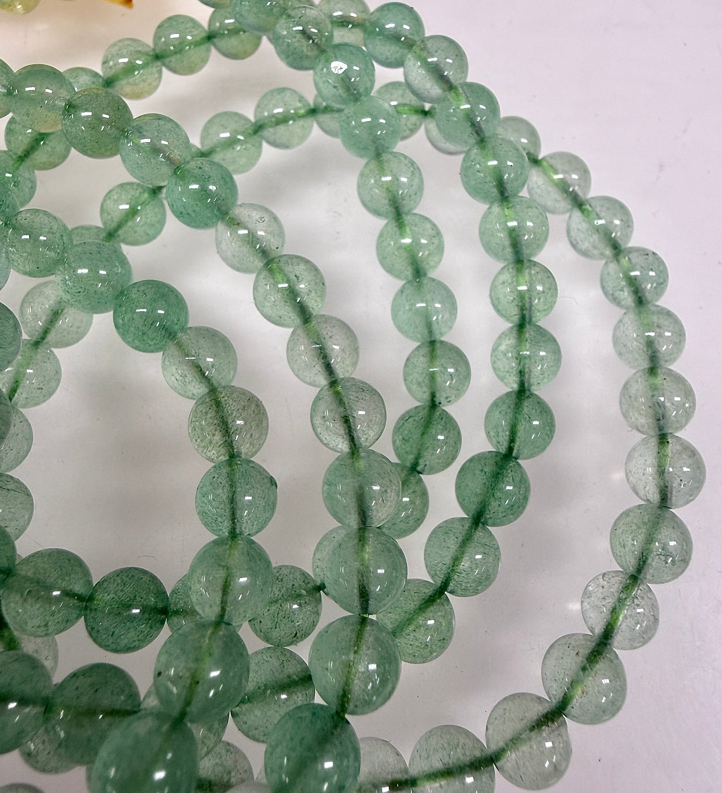 Wholesale 6 Pcs Natural Green Strawberry Quartz 6mm 7.5” Crystal Healing Stretch Bracelet