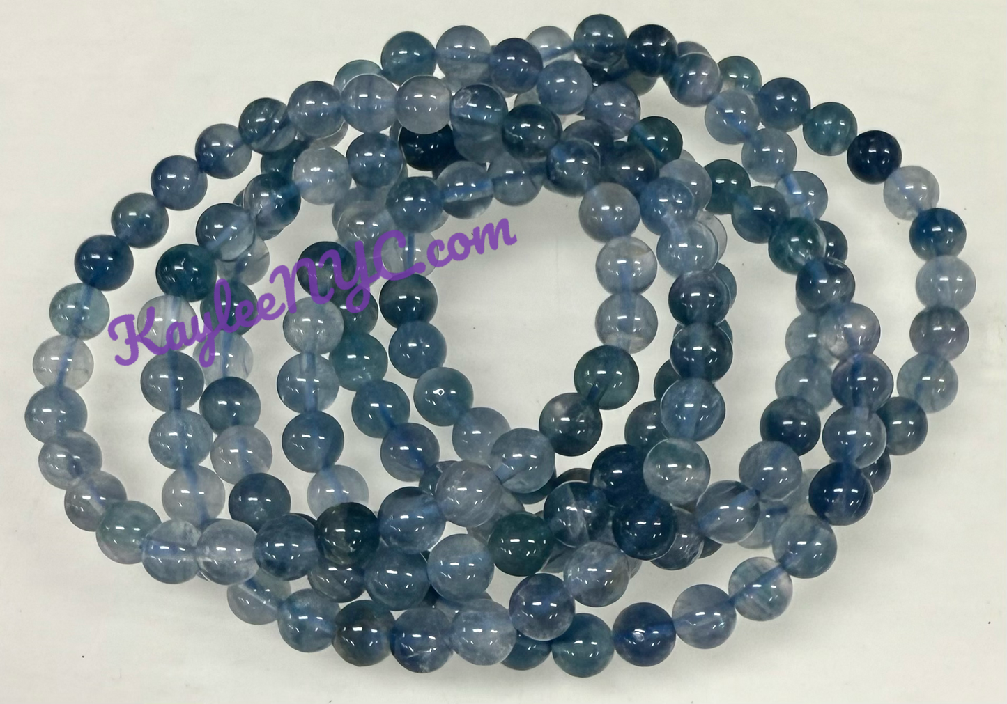 Wholesale 6 Pcs Natural Blue Fluorite 6mm 7.5” Crystal Healing Stretch Bracelet