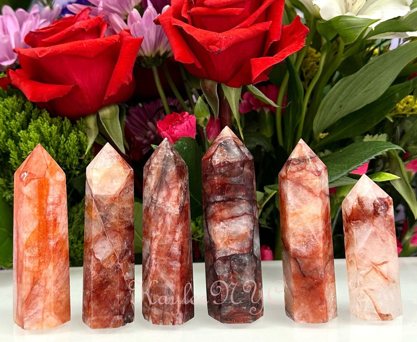 Wholesale Lot 1 Lb Natural Hematoid Fire Quartz Obelisk Tower Point Crystal Healing