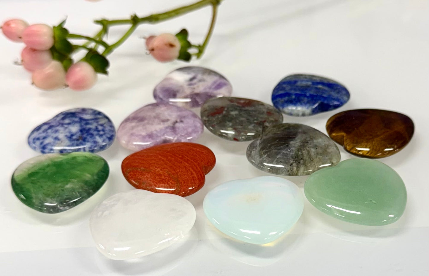 Wholesale Lot 12 Pcs 30mm Mixed Crystal Hearts Healing Energy
