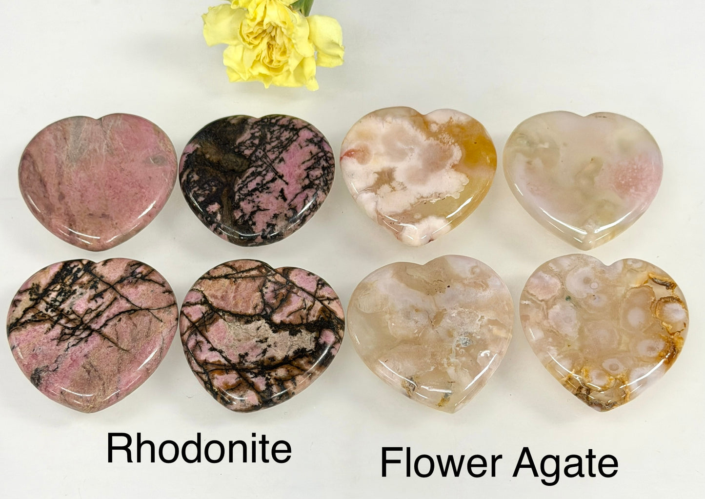 11 PCs Natural Crystal Heart Shaped Worry Stone Healing Energy