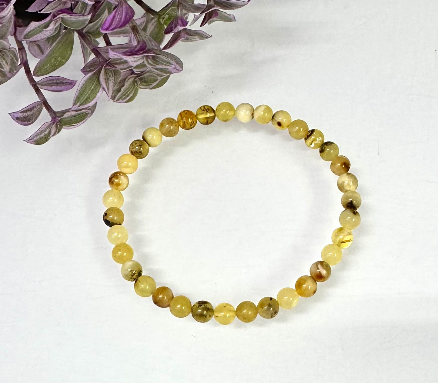 Wholesale 6 PCs 5-6mm Natural Amber Crystal Stretch Bracelet 7.5"