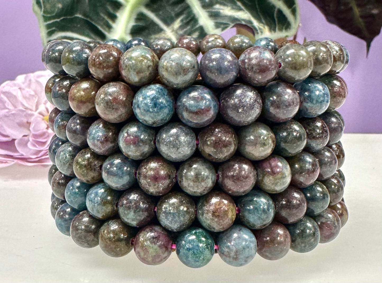 6 PCs Natural Ruby Kyanite 8mm 7.5” Stretch Bracelet