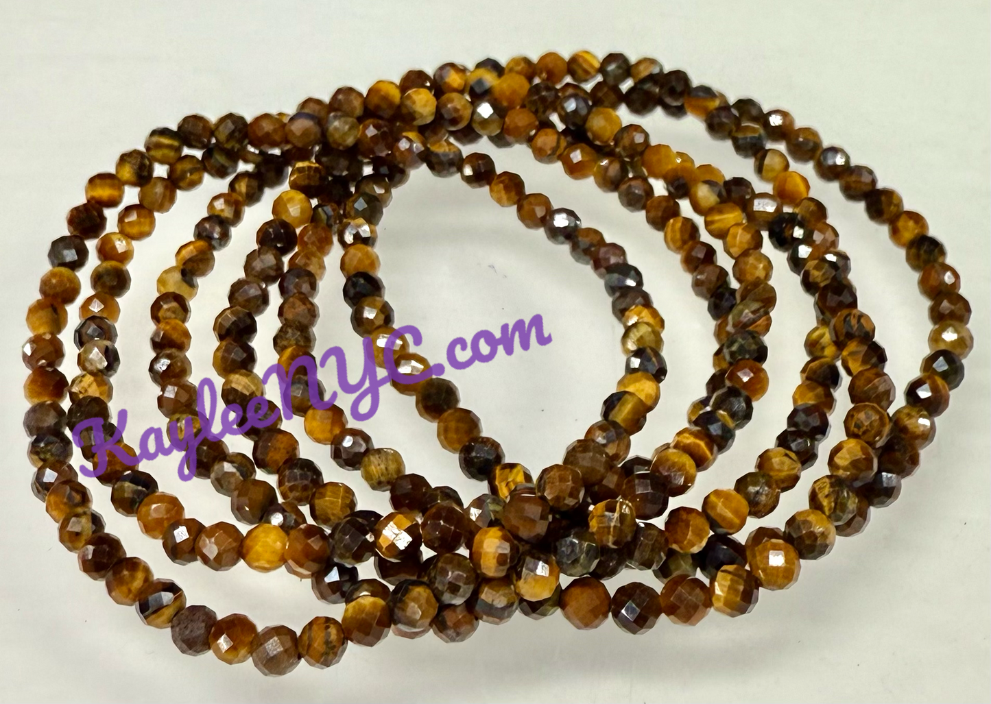 Wholesale Lot 6 Pcs Natural Faceted Tiger Eye 4mm 7.5” Crystal Healing Stretch Bracelet