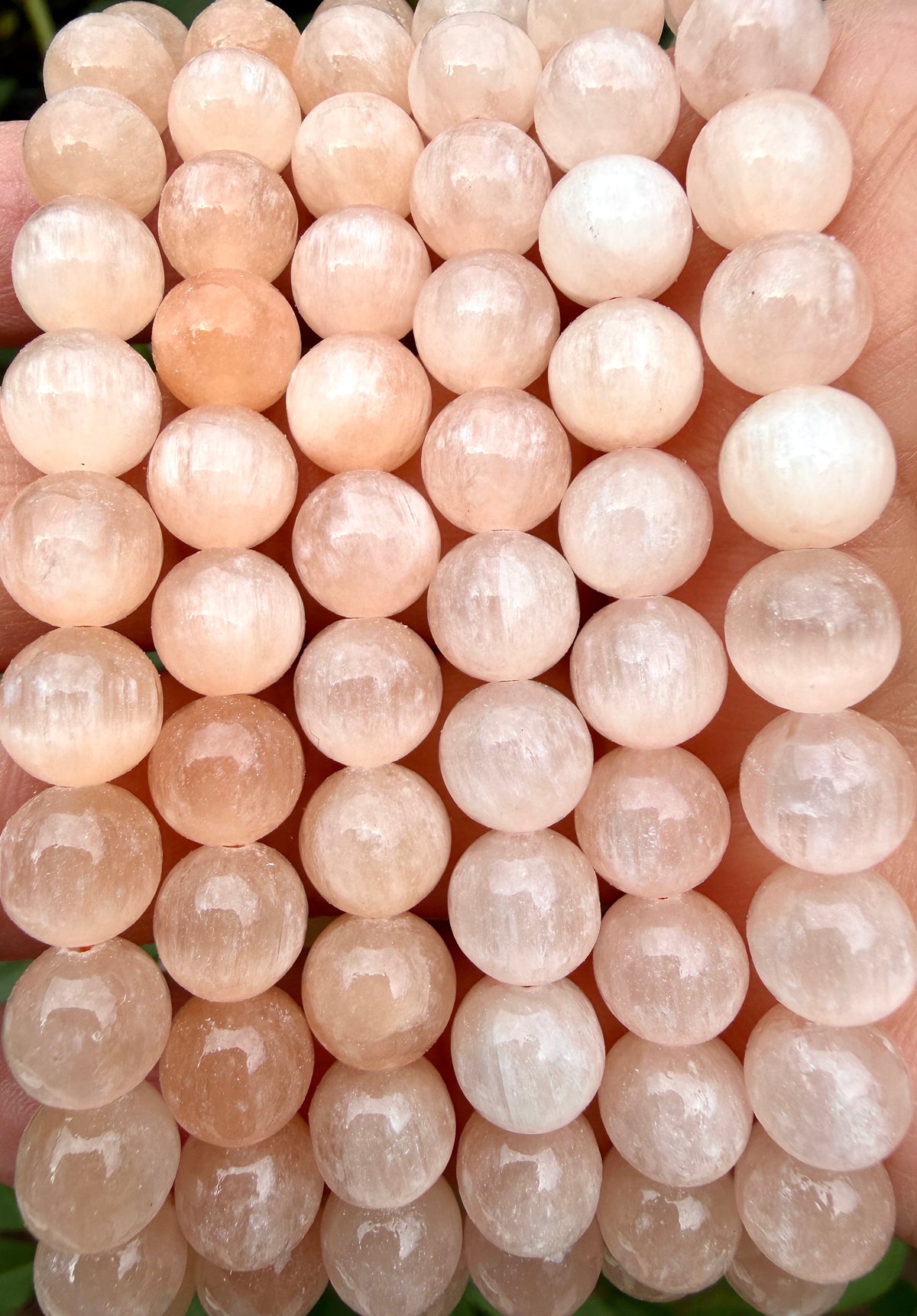 Wholesale 6 Pcs Natural Peach Selenite 8mm 7.5” Crystal Stretch Bracelet