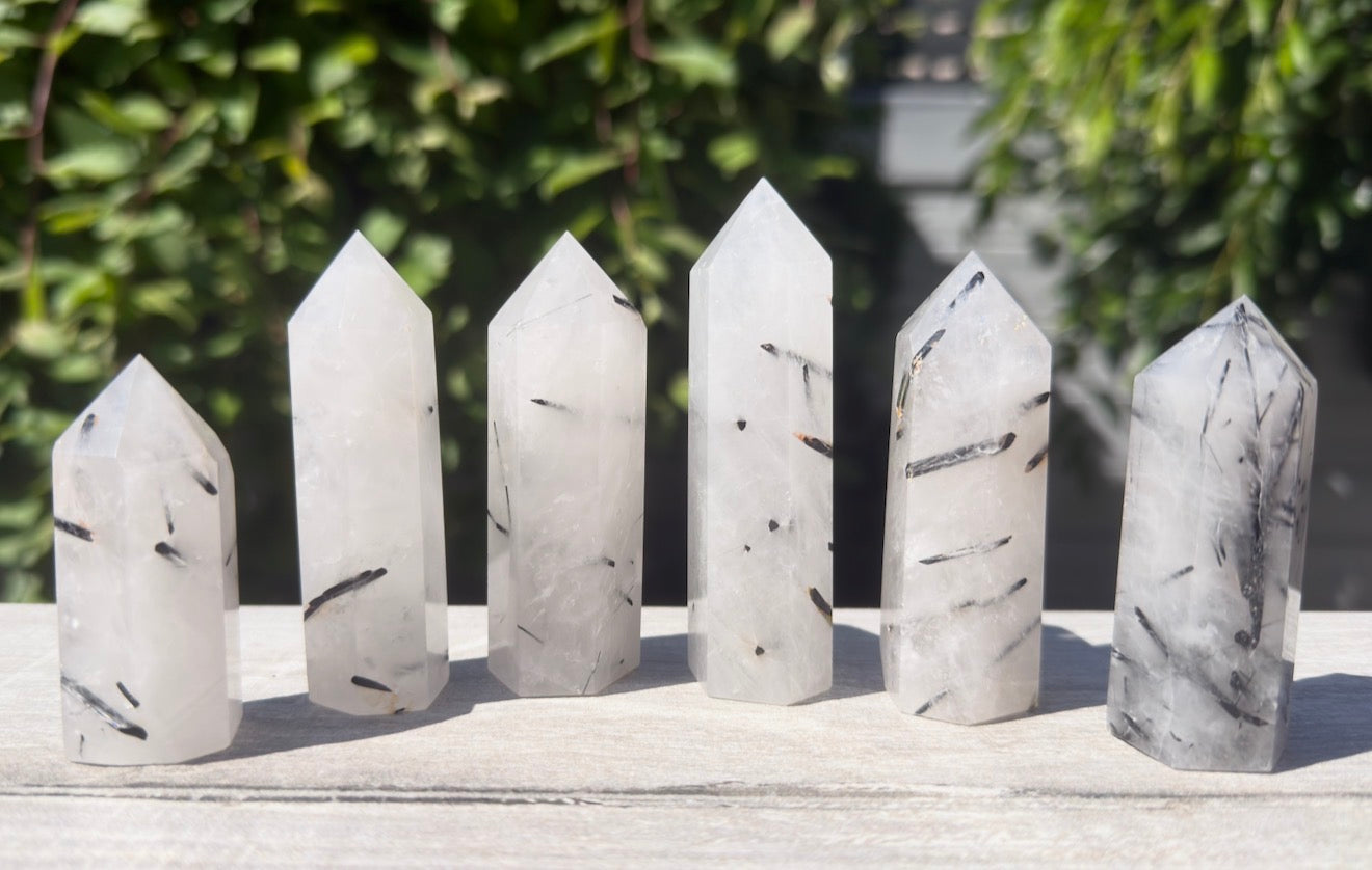 Wholesale Lot 1 Lb Natural Tourmalinated Quartz Obelisk Tower Point Crystal Healing 6-8 pcs