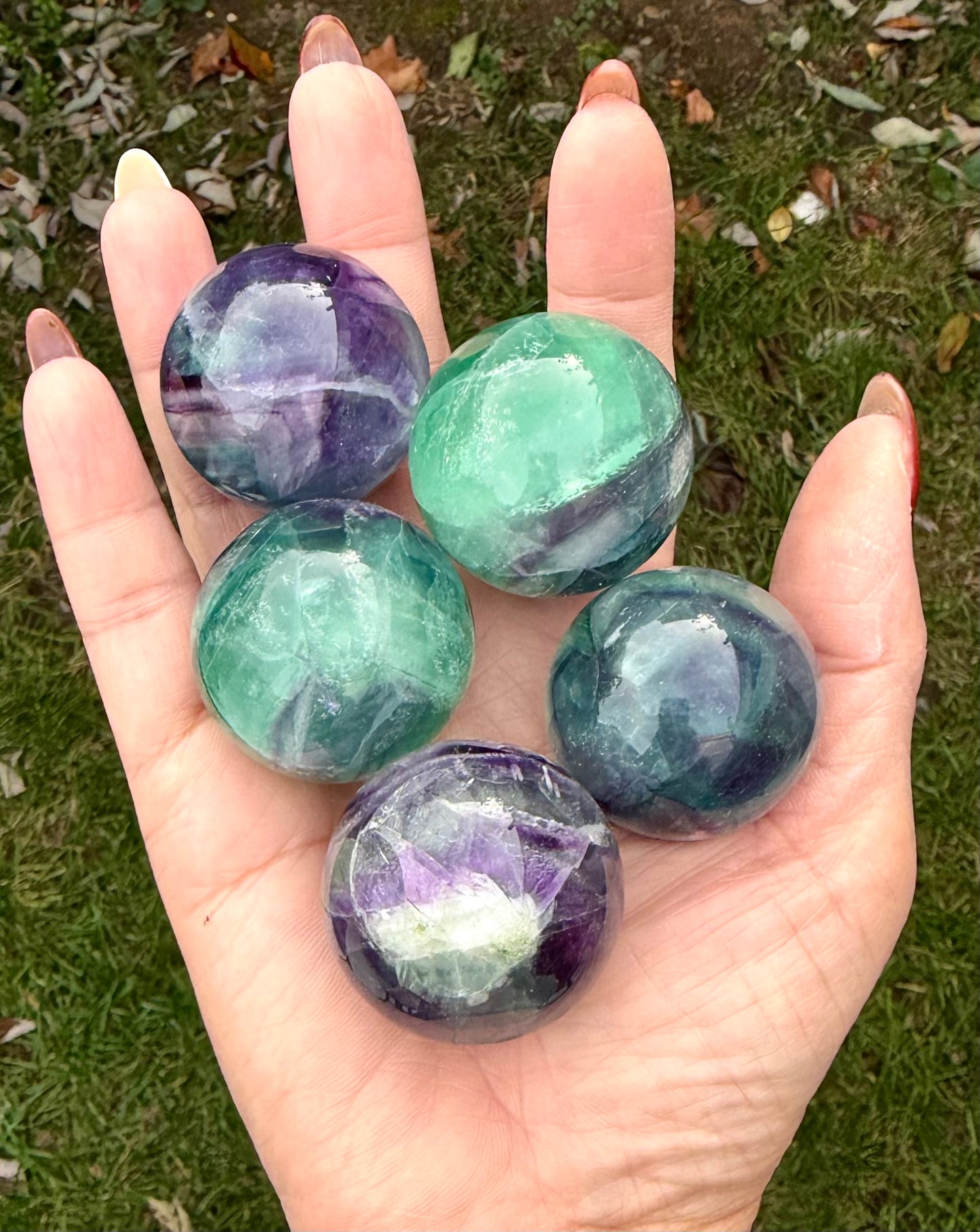 Wholesale Lot 12 Pcs Natural Fluorite Sphere Ball 35mm Crystal Healing Energy