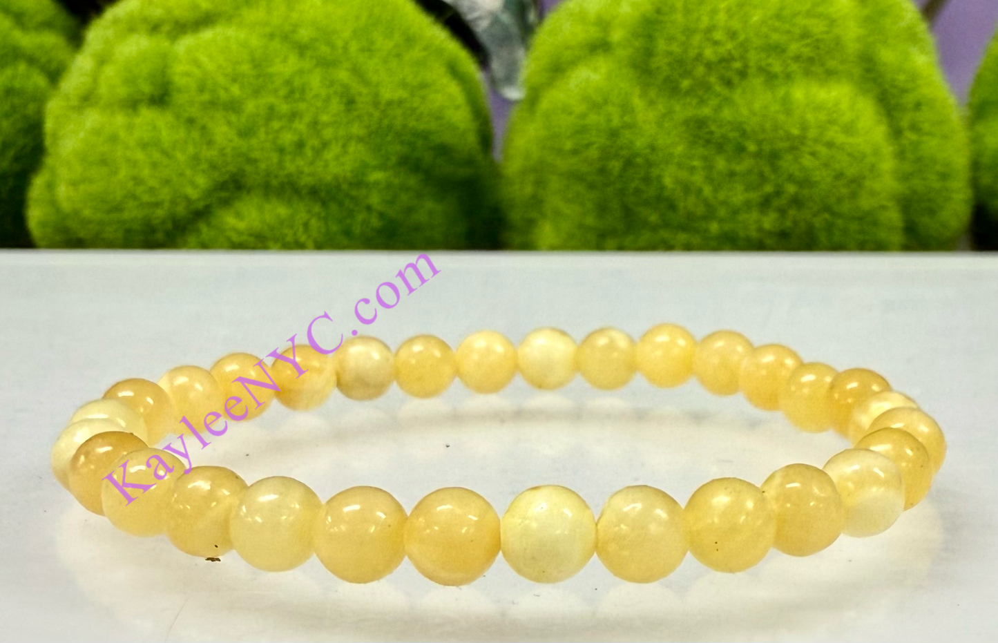 6 PCs 6mm Natural Orange Calcite Stretch Bracelet 7.5”