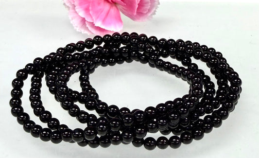 Wholesale 6 Pcs Natural Black Onyx 4mm 7.5” Crystal Healing Stretch Bracelet