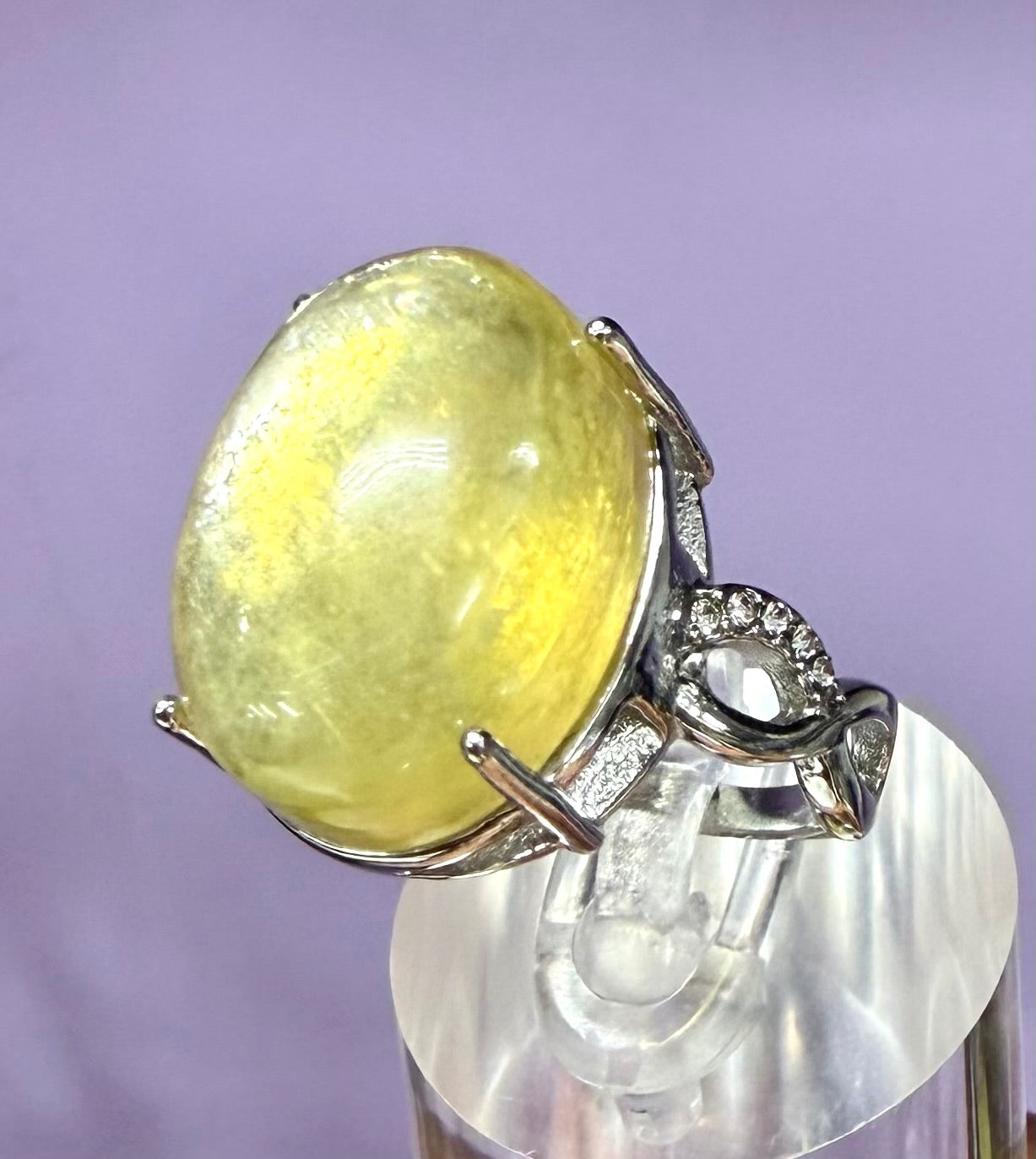 Wholesale Lot 7 pcs Natural Golden Lepidolite Stainless Steel Ring 13x18mm