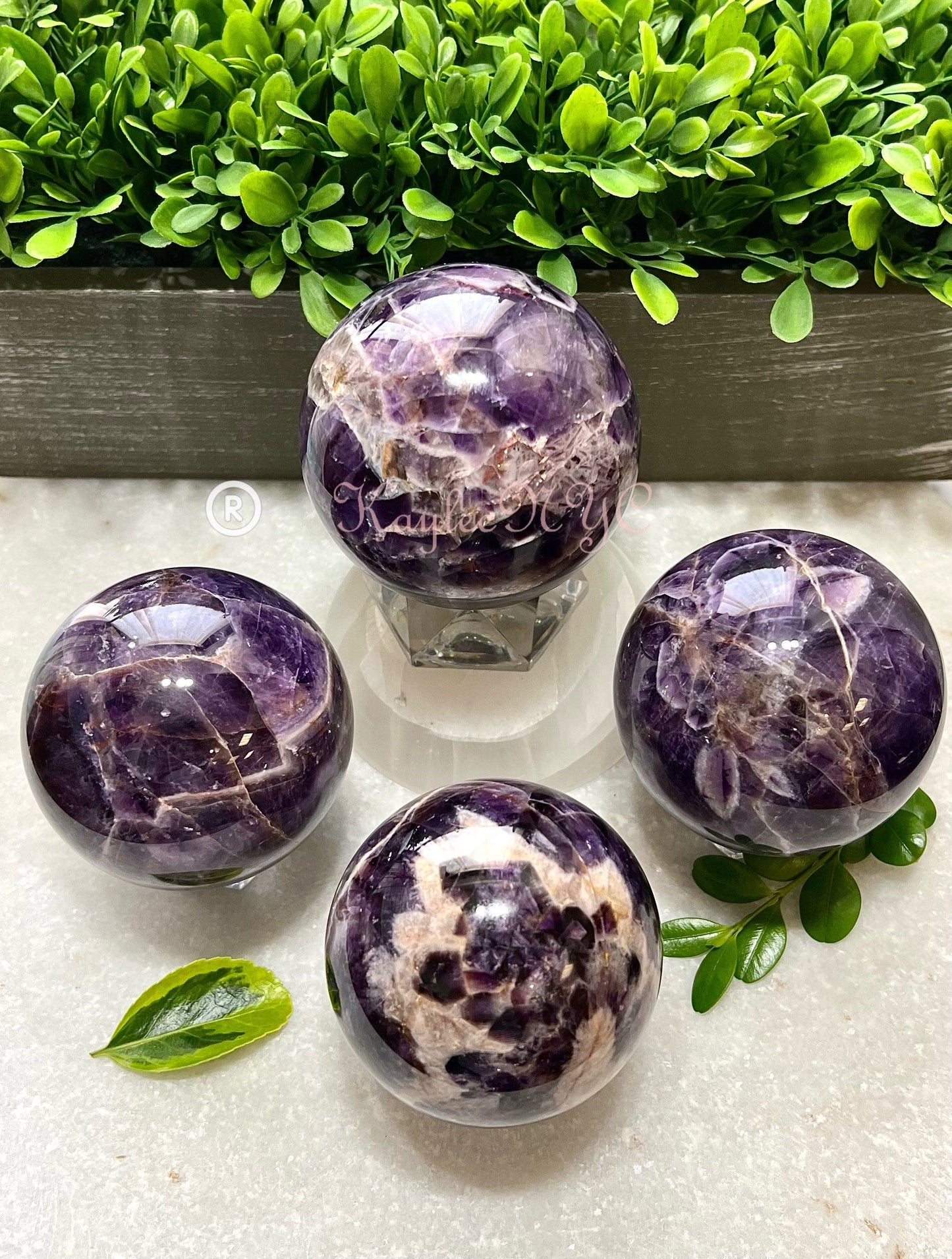 Wholesale Lot 4-5 Pcs Natural Chevron Amethyst Sphere Crystal Ball Nice Quality Healing Energy